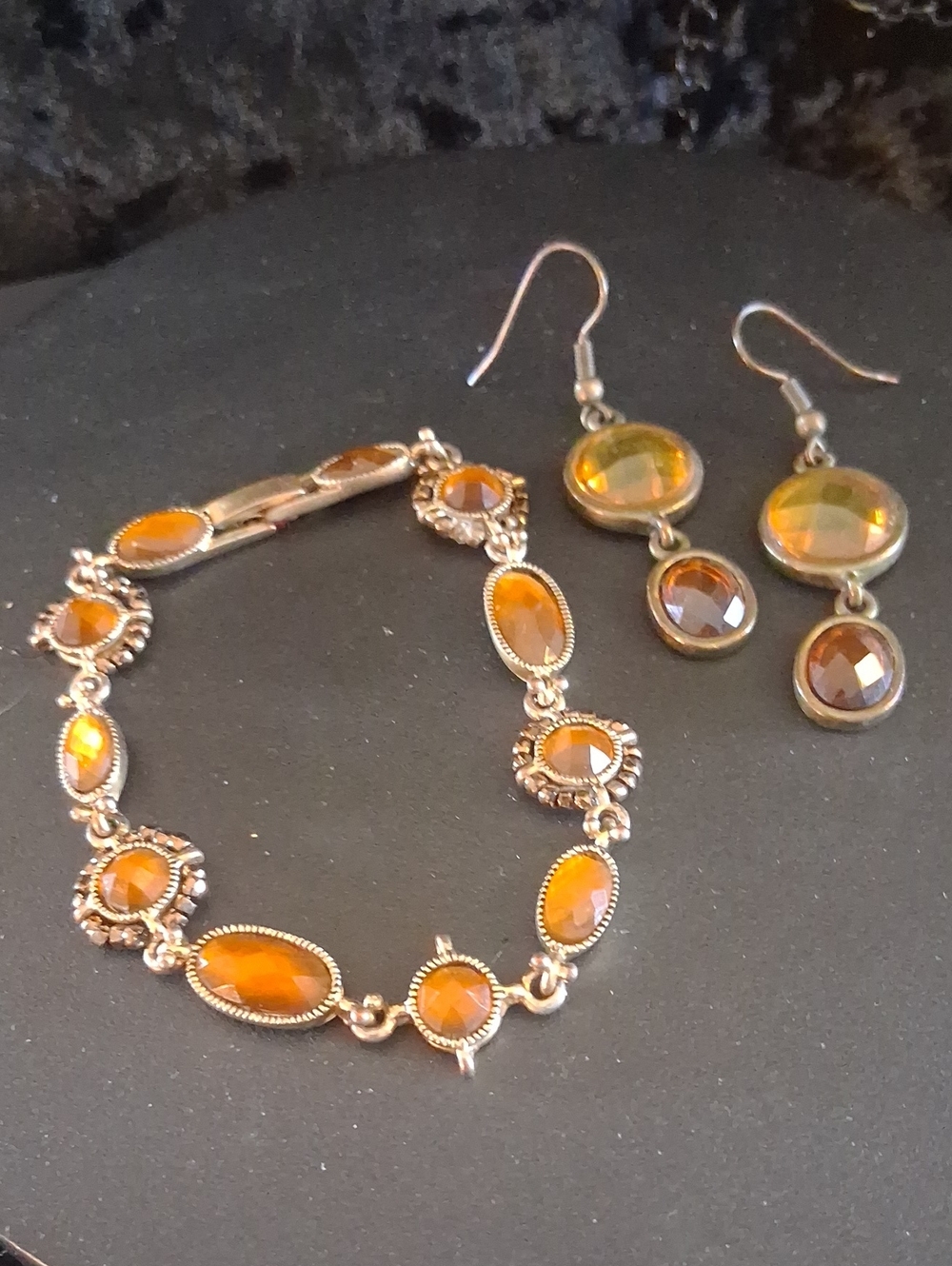 LC Lauren Conrad Amber-Tone Faceted Bracelet and Drop Earrings Set